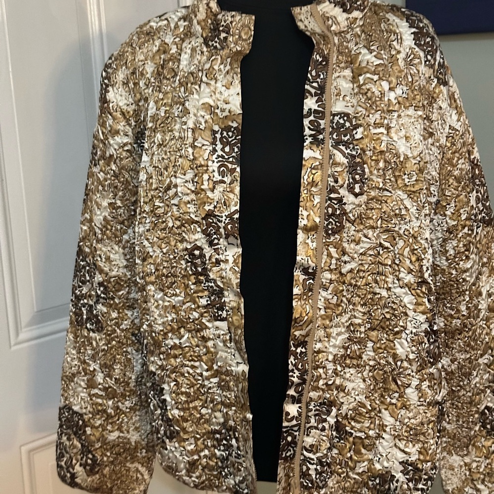 Ruby Rd. Brown and White Patterned‎ Puffer Jacket